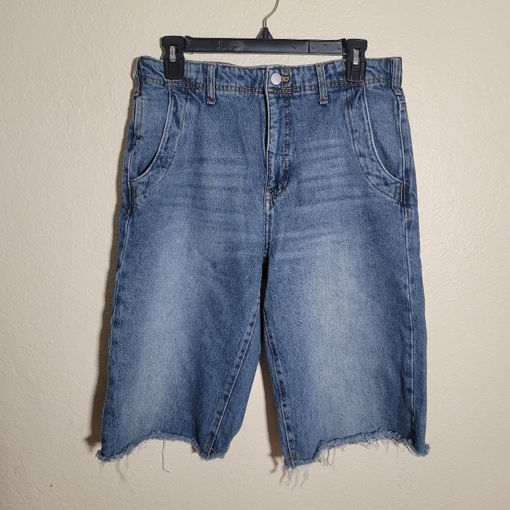Anthropologie Pilcro | Blue Denim Jean Shorts 27 Raw Hem High Rise Grunge Summer
